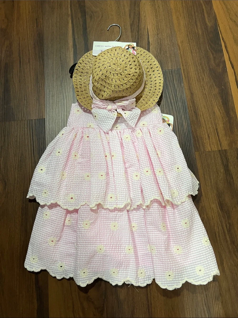 Dress With SunHat Girls Pink
